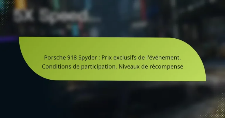 Porsche 918 Spyder : Prix exclusifs de l’événement, Conditions de participation, Niveaux de récompense