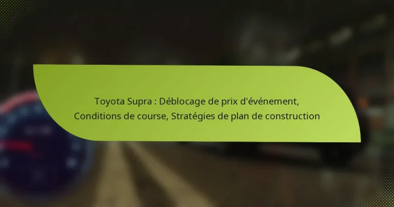 Toyota Supra : Déblocage de prix d’événement, Conditions de course, Stratégies de plan de construction
